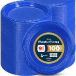 100 Blue Plastic Plates Set - 9 Inch Disposable Dinner Bulk Pack, For ... New. Price: $24.24.