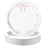 50 Pcs Pink Bow Birthday Party Supplies 9 Inch Paper Plates Coquette... New. Price: $19.35.