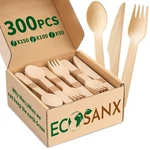 300 Pcs Disposable Wooden Cutlery Set 6.5" Splinter Free Compostable Utensils New. Price: $31.16.