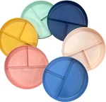 Pillowfort 7.3" Set Of 6 Plastic Kids Dinner Plates Divided. Dishwasher Safe New. Price: $8.25.