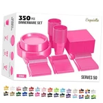 350 Pieces Plastic Plates For Party Disposable Set, Of Each Cerise New. Price: $66.94.
