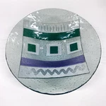 Hanna Bahral Fused Glass Bowl Geometric Design Handmade Israel Jerusalem Art. Price: $37.49.