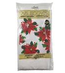 Vintage Christmas Table Cover Poinsettias 2 Ply Linette 54" X 108" Usa Made New. Price: $8.00.