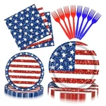 100 Pcs 4TH Of July Patriotic Tableware Set - Disposable American Flag New. Price: $25.46.