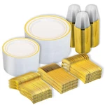 N9R Disposable Plastic Plates, Gold Dinnerware 600PCS, New. Price: $118.47.