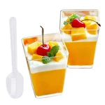Tosnail 100 Pack 5 Oz Tall Square Clear Plastic Cups With Spoons, Bulk New. Price: $27.89.