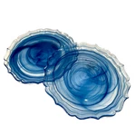 Artistic Accents Dessert Salad Plate Blue Translucent Glass Scalloped Ruffle Rim New. Price: $17.60.