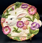 Signature Home Easter Bunny Canape Plate Rabbit Serving Spring Decor 10" Used. Price: $26.99.