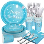 Light Blue Birthday Decorations - Plates And Napkins Part... New. Price: $29.70.