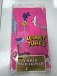 Vintage Looney Tunes Warner Bros Paper Tablecover #0543 Pink X 84" Sealed New. Price: $7.99.