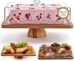 Acacia Wood Cake Stand W/lid Rectangular Holder, 2IN1 Dessert Table Display New. Price: $72.77.