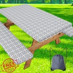 Misaya 6FT Picnic Table Cover + Bench - Grey, Waterproof, Elastic Fitted New. Price: $43.99.