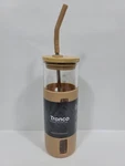 Tronco 24OZ Glass Tumbler Straw Silicone Protective Sleeve Bamboo Lid New. Price: $8.50.