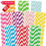 100 Packs Biodegradable Paper Straws, 7.76 X 0.24 Inch, Assorted Rainbow New. Price: $11.99.