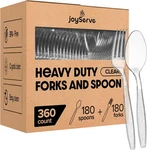 Plastic Forks And Spoons Set - (bulk Pack 360 Pcs) Clear Cutlery Utensil New. Price: $42.01.