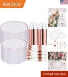 Complete Rose Gold Dinnerware Set For Guests: 350-PIECE Disposable Collection New. Price: $77.59.