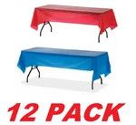 Genuine Joe Plastic Table Covers 54" X 108" Red & Blue (12 Pack) New. Price: $24.98.