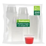 Freshware Plastic Portion Cups With Lids 1 Ounce, 200 Oz - Sets, Clear New. Price: $23.01.