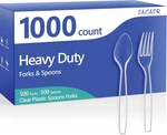 1000 Count Plastic Silverware Heavy Duty Combo Set(spoons+forks), Clear New. Price: $63.29.