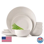 Lefonte Fine Porcelain 12-PIECE Dinnerware Set Service For 4 Plates Bowls Soft New. Price: $106.31.