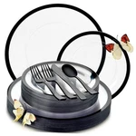 By Madee Heavyweight Pcs Clear And Black Party Plates Utensils Set 150 New. Price: $52.93.