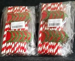 Watermelon Party Straws! Red & White Striped Disposable Paper 2 Pk New. Price: $14.99.