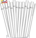 12 Pack Reusable Hard Plastic Clear Straws 10.5 Inch Tumbler With Cleanin New. Price: $7.69.