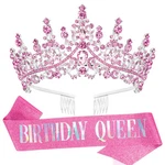 Tihebax Birthday Tiara And Sash For Adult Women Queen Medium, Pink New. Price: $14.31.