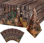 Tiamon 6 Pcs Western Party Tablecloth Cowboy 54" X 108", Bright New. Price: $21.46.