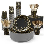 Black And Gold Party Supplies - 350 Pcs Disposable Dinnerware Set Pap... New. Price: $46.91.