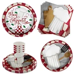 Cooking Chef Birthday Party Supplies 64 Piece Tableware Set Plates Serves 16 New. Price: $37.57.