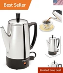 Elegant 6-CUP Stainless Steel Coffee Percolator For Rich Flavorful Brews New. Price: $81.49.