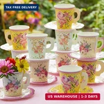 Talking Tables 24 X 7 Oz Vintage Floral Paper Tea Cups & Saucer Set, Disposable New. Price: $22.73.