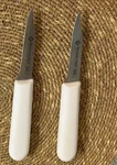 Lot 2 Members Mark Pairing Knives 3 White Plastic Handles Used. Price: $20.00.