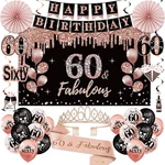 60TH Birthday Decorations For Women, 33PCS Black Rose Gold Happy New. Price: $41.99.