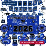 Class Of 2026 Graduation Party Decorations - Blue And Black Theme Set Fast New. Price: $11.54.