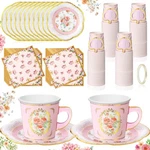 36 Set Tea Party Decorations 6.5OZ Floral Paper Cups With Handle Sauc... New. Price: $25.29.