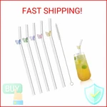 Olpchee 5 Pcs Reusable Straws Clear Glass Colorful Butterfly Design Size New. Price: $17.12.