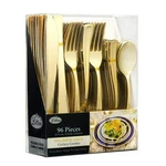 Cutlery Silverware Extra Heavyweight Plastic Disposable Flatware Combo Gold New. Price: $29.38.