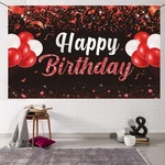Trgowaul Happy Birthday Banner Backdrop - Red Black Party Decorations, New. Price: $17.50.