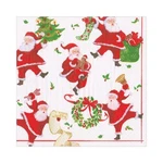 Caspari Dancing Santas Paper Napkins - 20 Luncheon, Multicolored New. Price: $13.30.