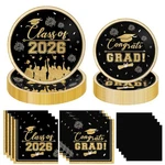 Class Of 2026 Graduation Party Supplies Congrats Tableware Set, Black A... New. Price: $41.39.