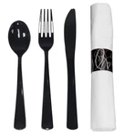 25 Party Essentials Pre Rolled Silverware Set Disposable Supplies, Wrapped New. Price: $24.95.