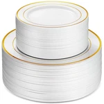 Munfix 100 Piece Plastic Party Plates White Gold Rim, 50 Premium Heavy Duty 1... New. Price: $54.93.