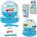 Letdec Little Fisherman Party Tableware 9" Gone Fishing Plates And 7" Blue New. Price: $14.63.