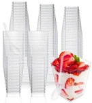 Cptoion 100 Pack 5 Oz Dessert With Spoons,plastic Cups,clear Square New. Price: $36.50.