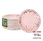 Modern Pink Rose Gold Dots Party Paper Plates - 50PCS New. Price: $14.95.