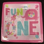 One Wild Girl Jungle Animal Cute 1ST Birthday Party 10" Square Banquet Plates. Price: $11.49.