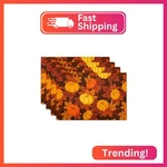 Aportt Fall Placemats Set Of 4 Autumn Pumpkin Leaves Linen Washable No New. Price: $14.20.