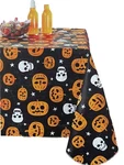 Celebrate Halloween Pumpkins & Skulls Vinyl Tablecloth, 70" Round New. Price: $9.88.